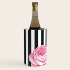 Black white blush pink watercolor floral stripes Wine Chiller Gallery Image 3
