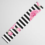 Black white blush pink watercolor floral stripes Table Runner Gallery Image 3