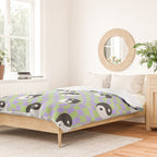 Retro psychedelic yin yang checkered pattern Duvet Cover Gallery Image 2