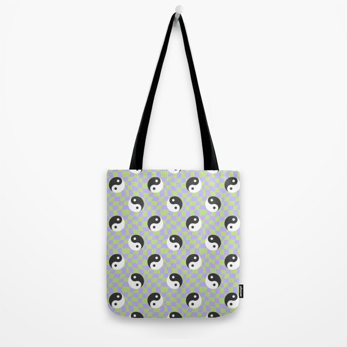 Retro psychedelic yin yang checkered pattern Tote Bag Gallery Image 2