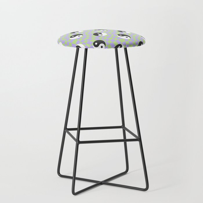Retro psychedelic yin yang checkered pattern Stool Gallery Image 1