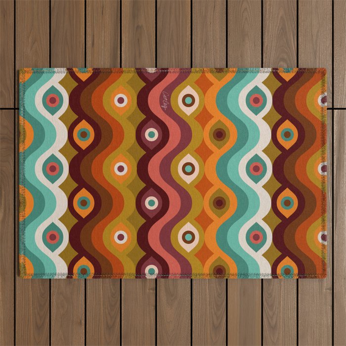 Psychedelic Eye Melt - 60s Palette Outdoor Rug Gallery Image 1