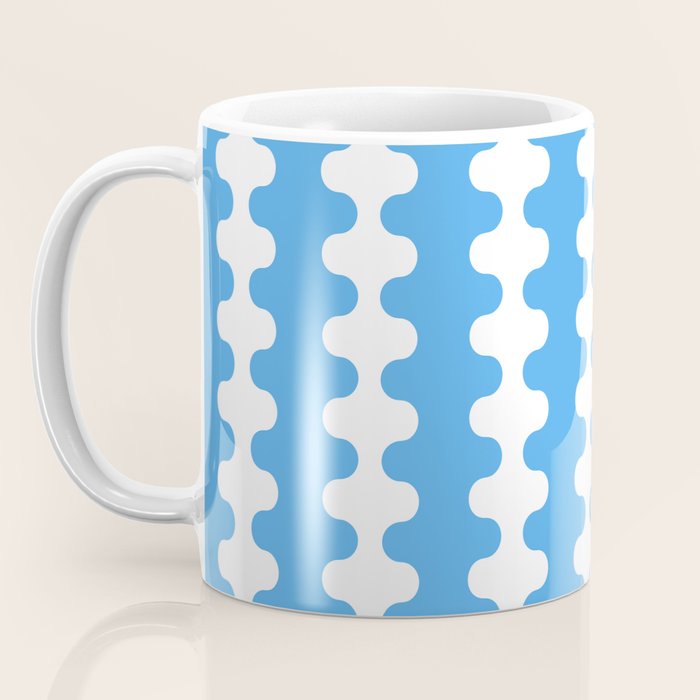 Bold Blue Wavy Stripes Ogee A-Go-Go Contemporary Pattern Coffee Mug Gallery Image 3