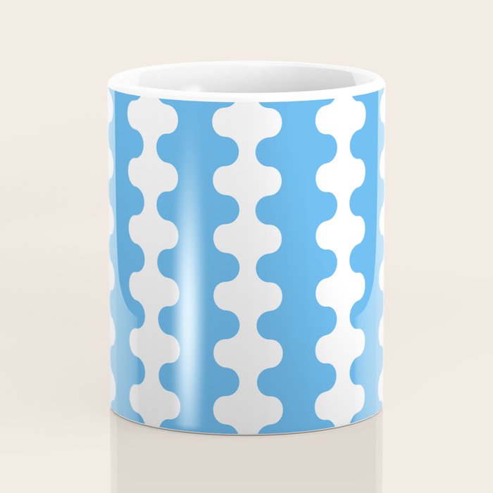 Bold Blue Wavy Stripes Ogee A-Go-Go Contemporary Pattern Coffee Mug Gallery Image 4