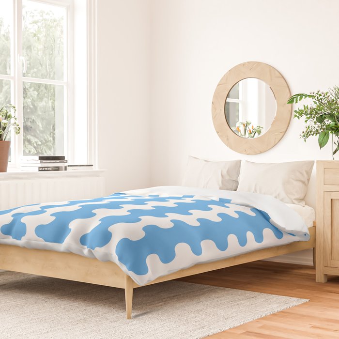 Bold Blue Wavy Stripes Ogee A-Go-Go Contemporary Pattern Duvet Cover Gallery Image 2