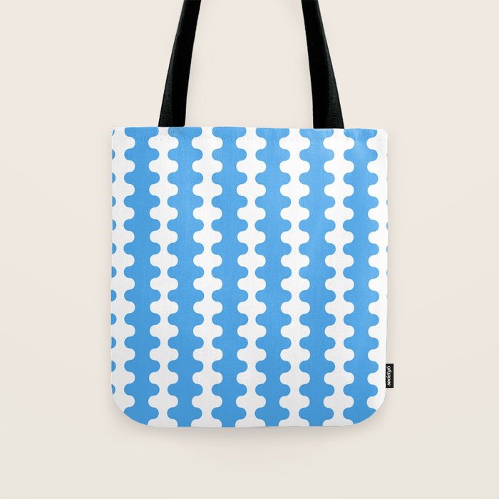 Bold Blue Wavy Stripes Ogee A-Go-Go Contemporary Pattern Tote Bag Gallery Image 1