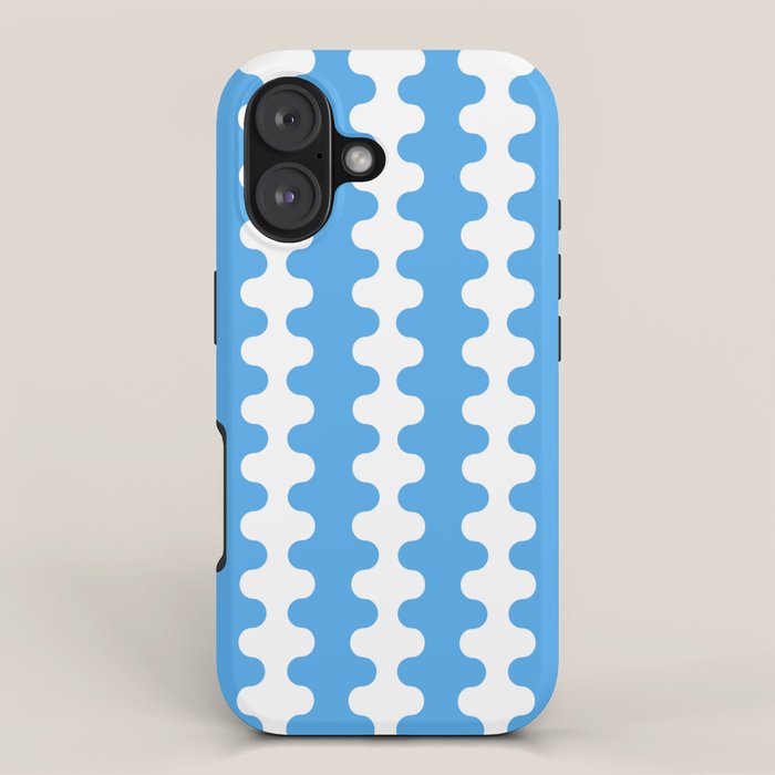 Bold Blue Wavy Stripes Ogee A-Go-Go Contemporary Pattern iPhone Case Gallery Image 1