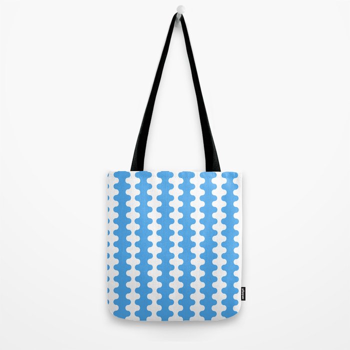 Bold Blue Wavy Stripes Ogee A-Go-Go Contemporary Pattern Tote Bag Gallery Image 2