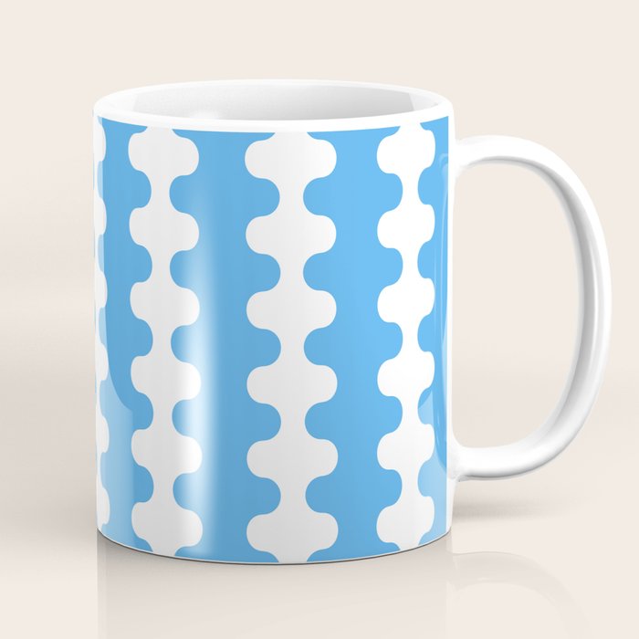 Bold Blue Wavy Stripes Ogee A-Go-Go Contemporary Pattern Coffee Mug Gallery Image 1