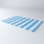 Bold Blue Wavy Stripes Ogee A-Go-Go Contemporary Pattern Rug Gallery Image 3