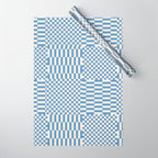 Retro check: Tranquil blue and ice cream white Wrapping Paper Gallery Image 1