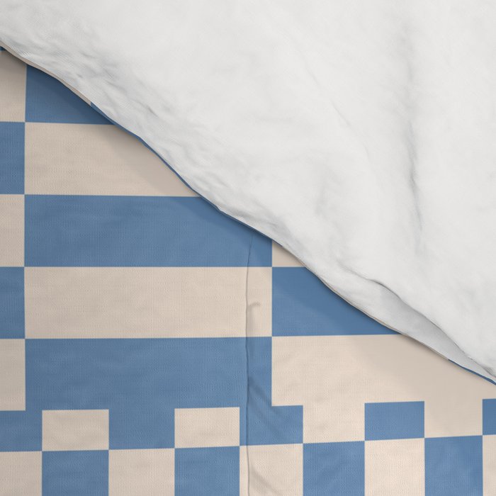 Retro check: Tranquil blue and ice cream white Comforter Gallery Image 4