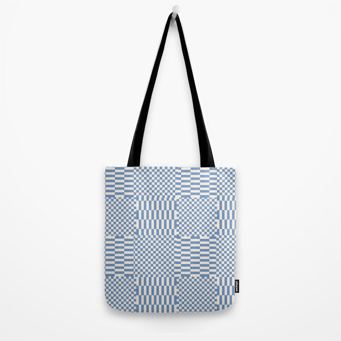 Retro check: Tranquil blue and ice cream white Tote Bag Gallery Image 2