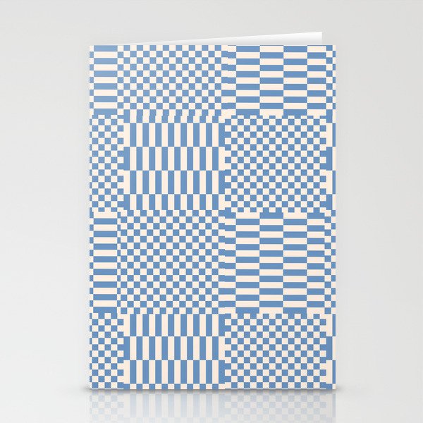 Retro check: Tranquil blue and ice cream white Stationery Card Gallery Image 2