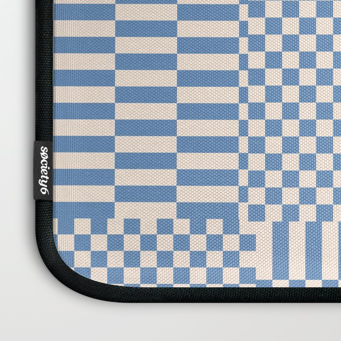 Retro check: Tranquil blue and ice cream white Laptop Sleeve Gallery Image 3