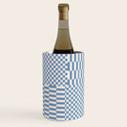 Retro check: Tranquil blue and ice cream white Wine Chiller Gallery Image 2