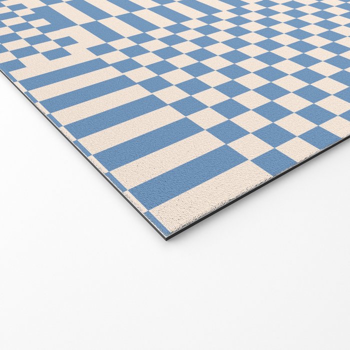 Retro check: Tranquil blue and ice cream white Welcome Mat Gallery Image 2