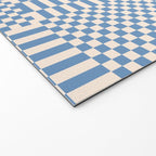 Retro check: Tranquil blue and ice cream white Welcome Mat Gallery Image 2
