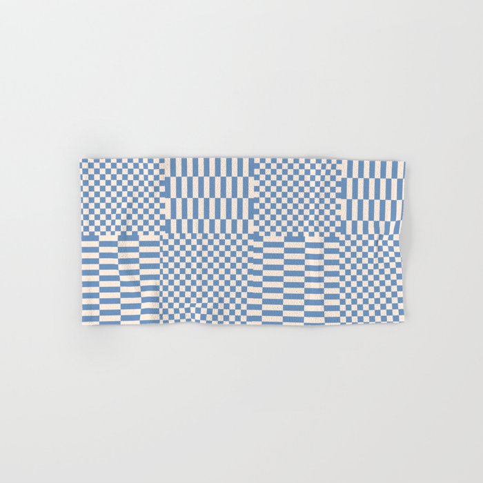 Retro check: Tranquil blue and ice cream white Bath Towel Gallery Image 1