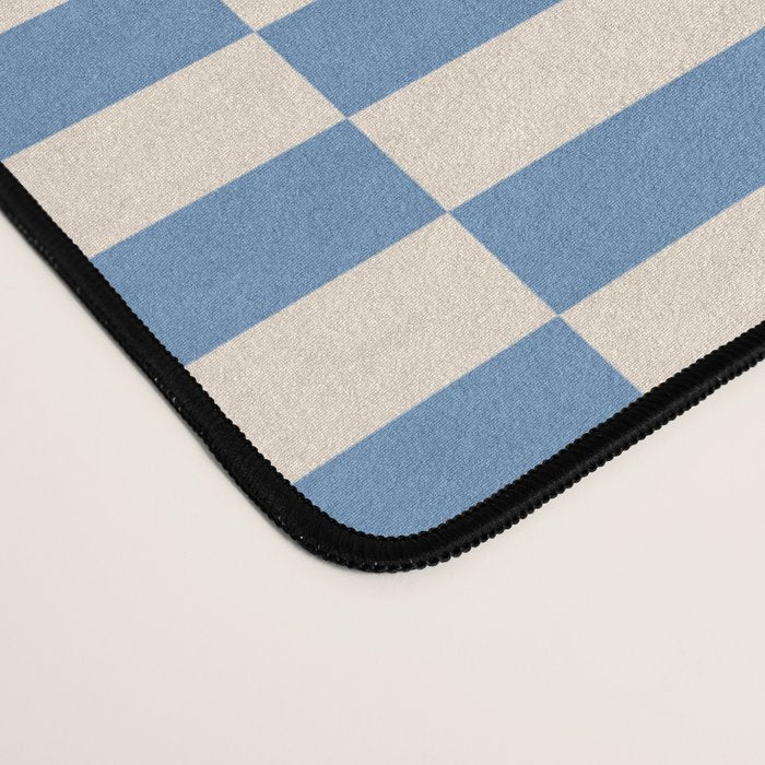 Retro check: Tranquil blue and ice cream white Desk Mat Gallery Image 4