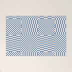 Retro check: Tranquil blue and ice cream white Welcome Mat Gallery Image 1