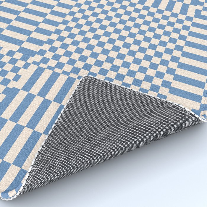 Retro check: Tranquil blue and ice cream white Rug Gallery Image 4