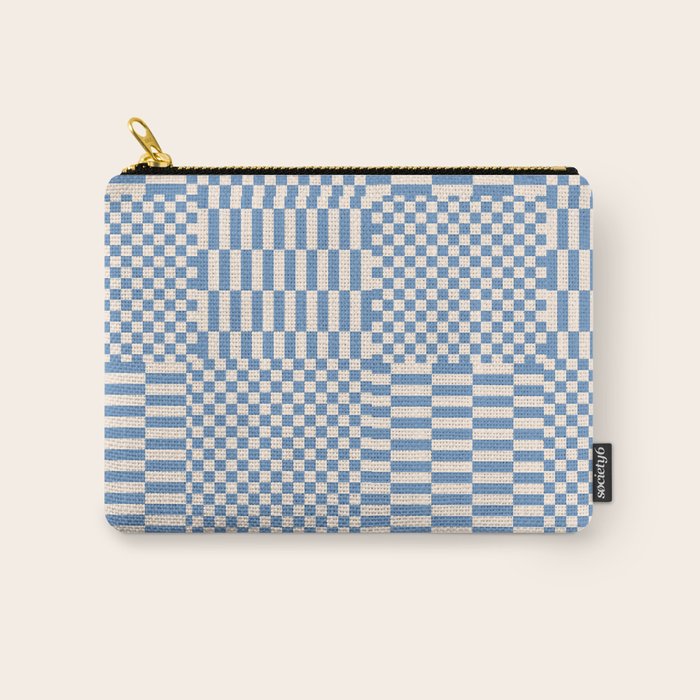 Retro check: Tranquil blue and ice cream white Carry All Pouch Gallery Image 1