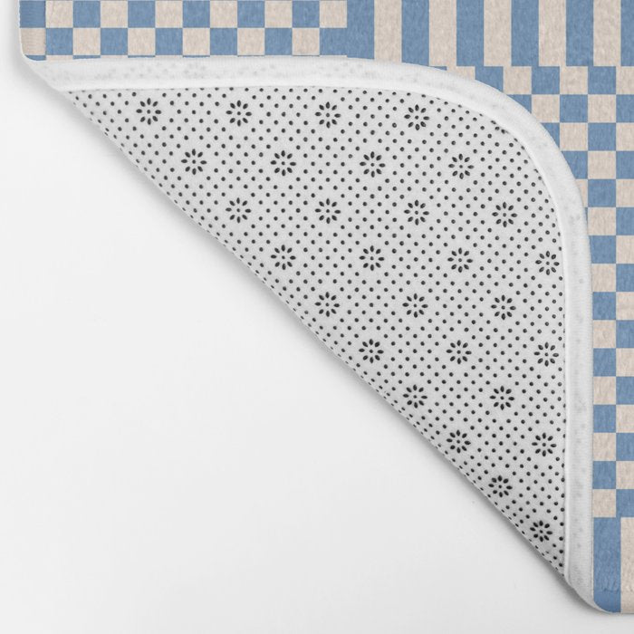 Retro check: Tranquil blue and ice cream white Bath Mat Gallery Image 2