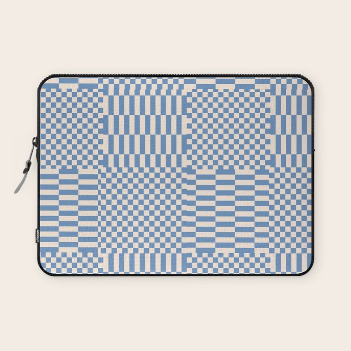 Retro check: Tranquil blue and ice cream white Laptop Sleeve Gallery Image 1