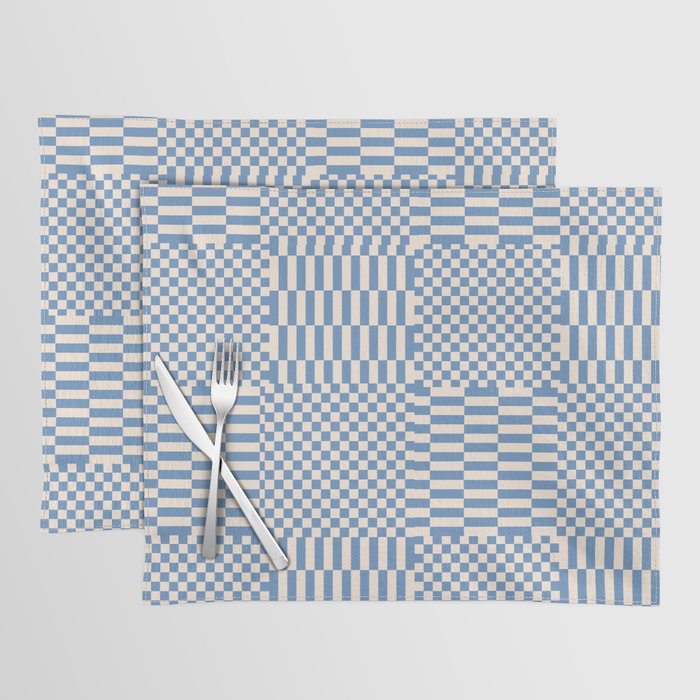 Retro check: Tranquil blue and ice cream white Placemat Gallery Image 1