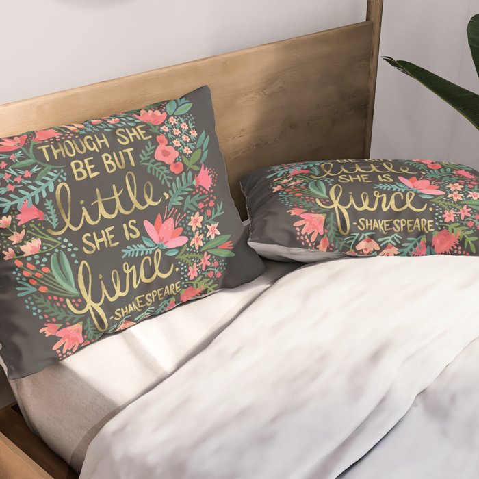 Little & Fierce on Charcoal Pillow Sham Gallery Image 2