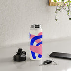 Blue Pink Fun Colorful Mid Century Modern Abstract Painting Shapes Pattern Water Bottle Gallery Image 4