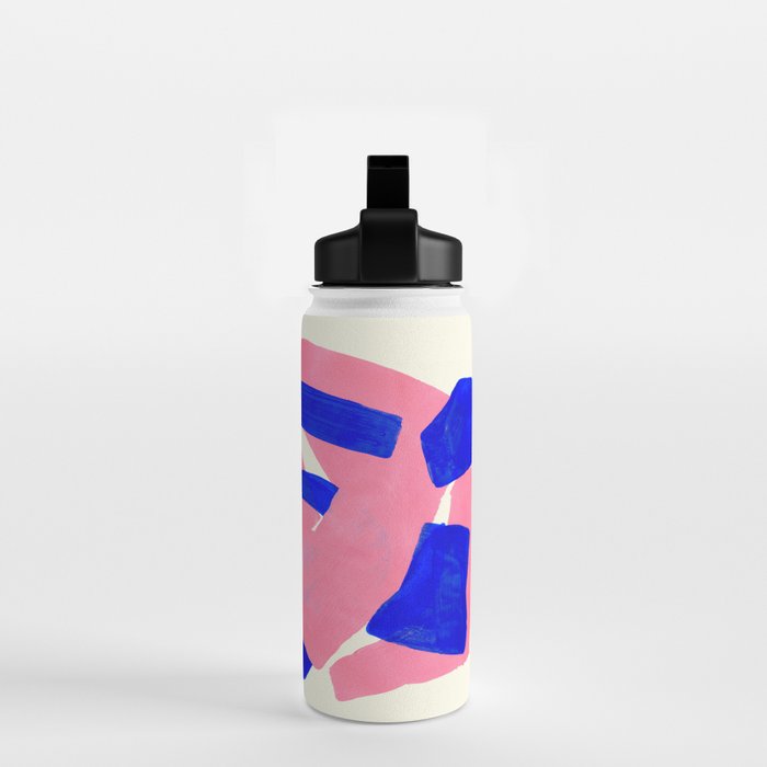 Blue Pink Fun Colorful Mid Century Modern Abstract Painting Shapes Pattern Water Bottle Gallery Image 2