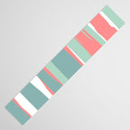 Festive, Abstract, Colorful Stripes, Coral and Teal Green Table Runner Gallery Image 3