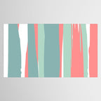 Festive, Abstract, Colorful Stripes, Coral and Teal Green Tablecloth Gallery Image 2
