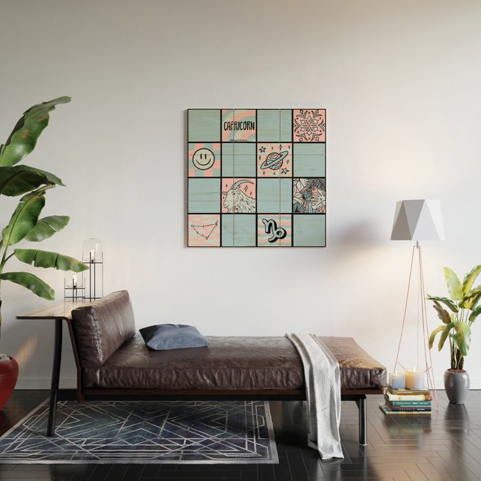 Capricorn Checkered Print Wood Wall Art Gallery Image 2