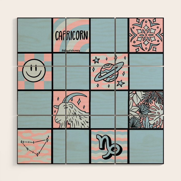 Capricorn Checkered Print Wood Wall Art Gallery Image 1