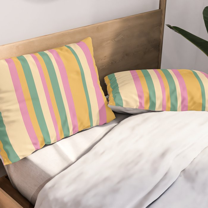 Classic Stripes XIX - Boho Vintage Pillow Sham Gallery Image 2