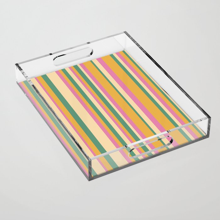 Classic Stripes XIX - Boho Vintage Acrylic Tray Gallery Image 1