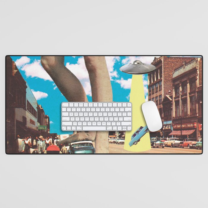 She's arrived (Giant woman & UFO) Desk Mat Gallery Image 1