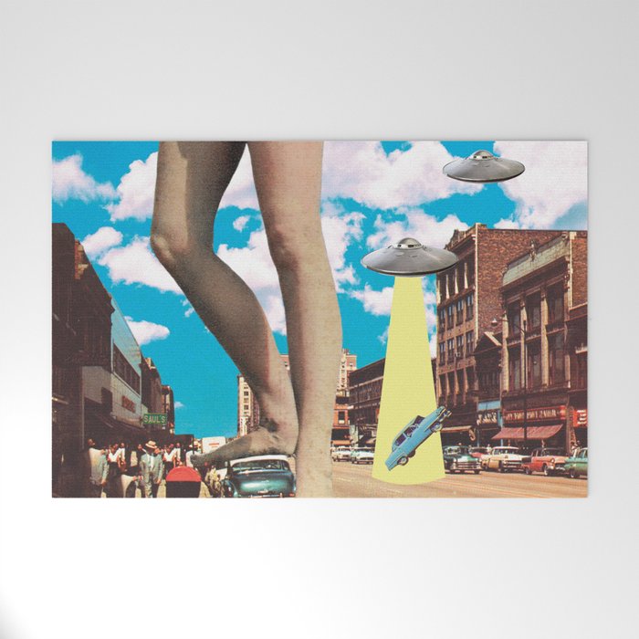 She's arrived (Giant woman & UFO) Welcome Mat Gallery Image 1