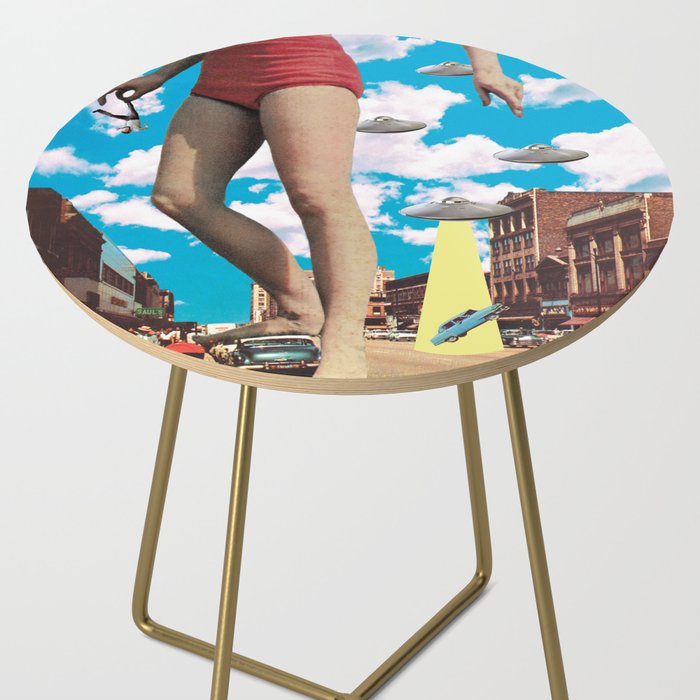 She's arrived (Giant woman & UFO) Side Table Gallery Image 2