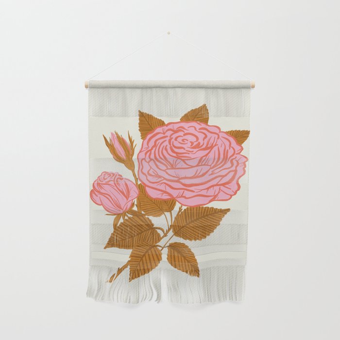 Vintage-Inspired Pink Rose Botanical Art Print Wall Hanging Gallery Image 1