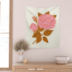 Vintage-Inspired Pink Rose Botanical Art Print Wall Tapestry Gallery Image 2
