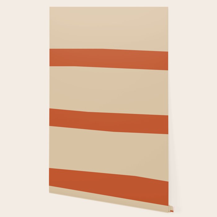 Minimalist Color Block Solid in Mid Mod Beige and Orange Wallpaper Gallery Image 2