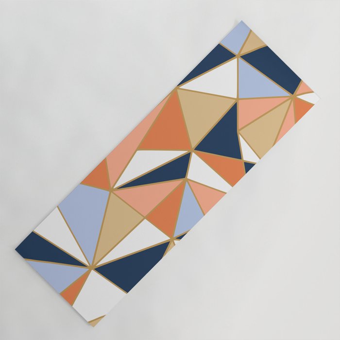 Festive, Geometric Art, Orange, Navy, Blue, Gold, Abstract Art Yoga Mat Gallery Image 1