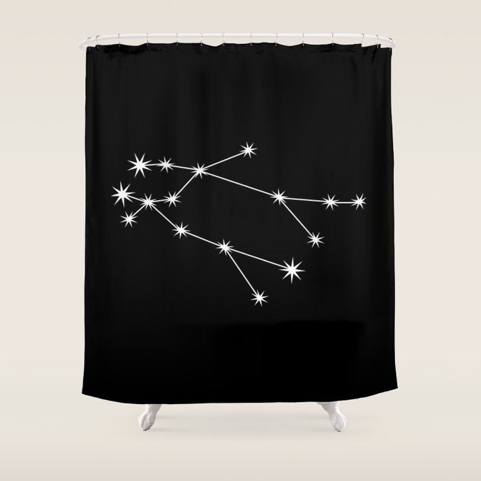 Gemini Zodiac Star Constellation Line Art Black Shower Curtain Gallery Image 1