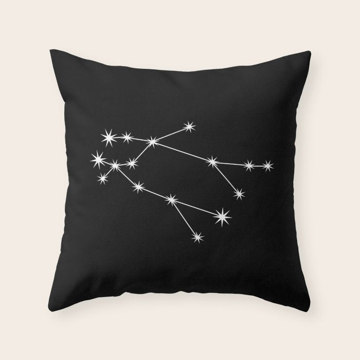 Gemini Zodiac Star Constellation Line Art Black Throw Pillow Gallery Image 6