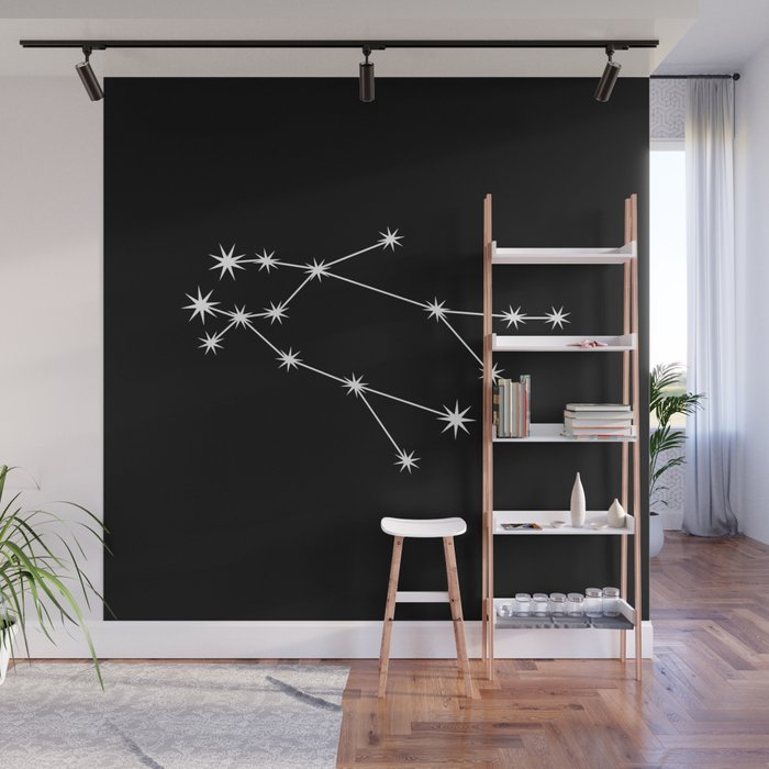 Gemini Zodiac Star Constellation Line Art Black Wall Mural Gallery Image 1