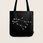 Gemini Zodiac Star Constellation Line Art Black Tote Bag Gallery Image 1